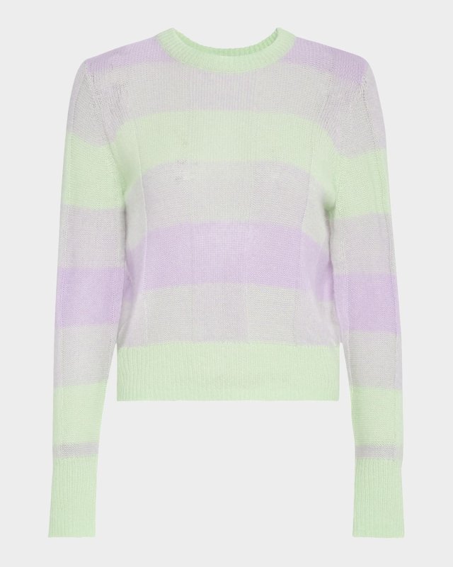 Striped Crewneck Cashmere-Silk Sweater